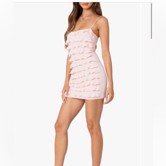Edikted Pink Ruffle Mini Dress - Picture 6 of 6
